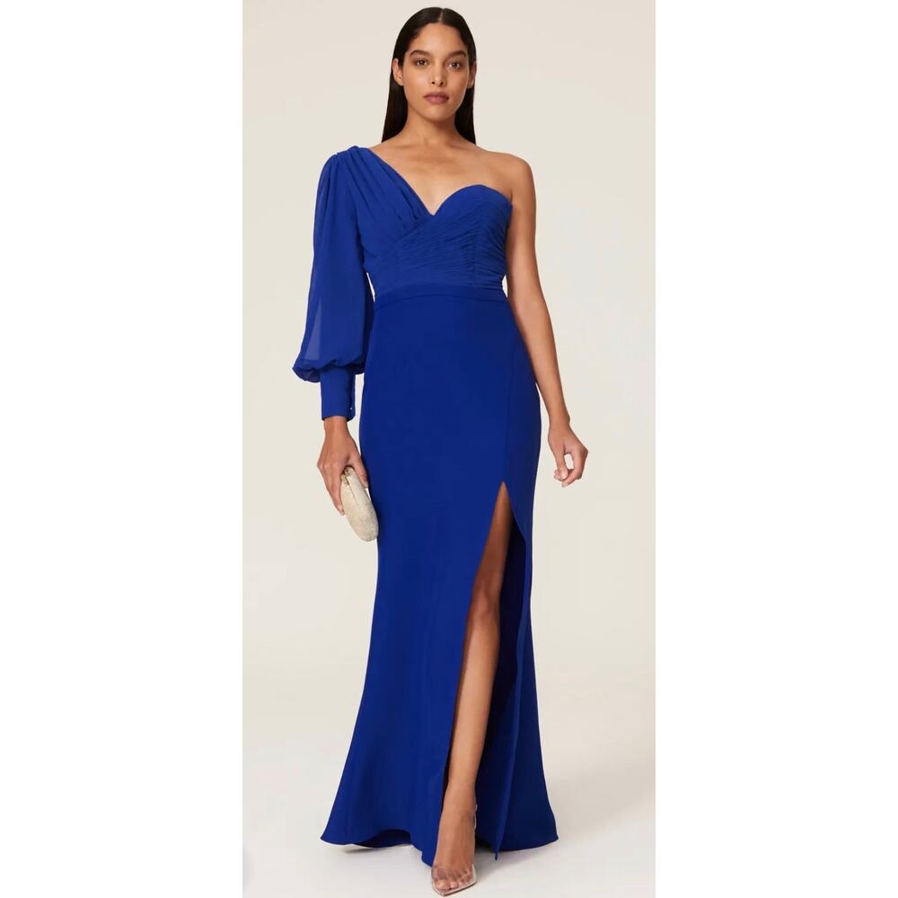 Elle Zeitoune Blue Charles One Shoulder Gown M EUC